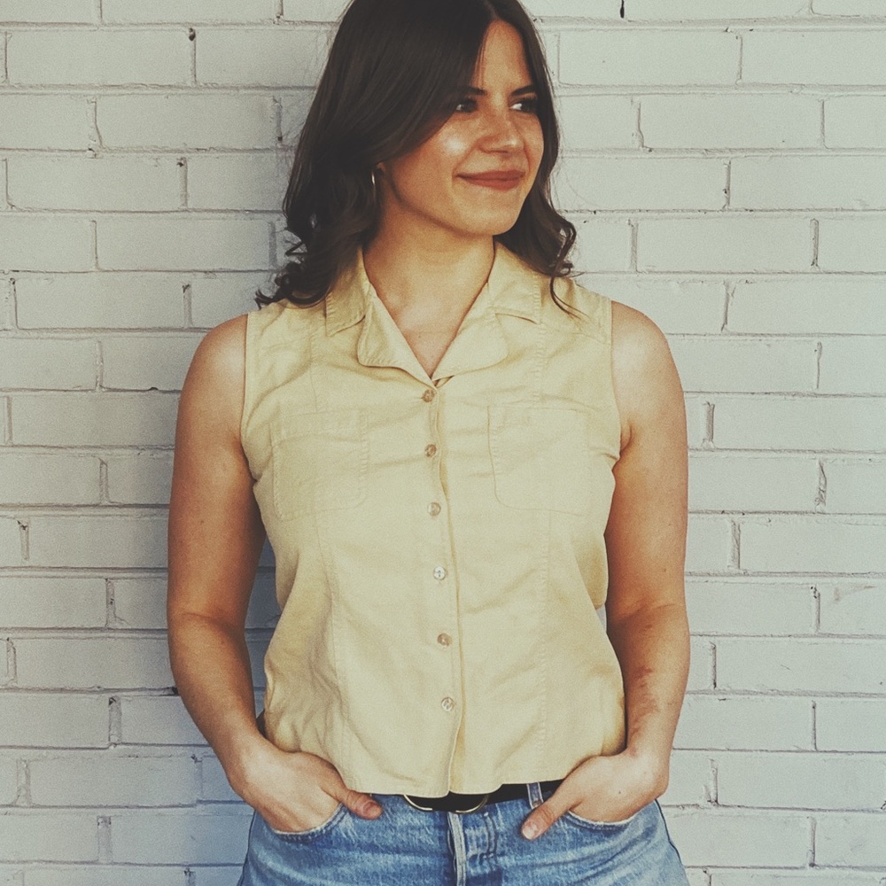 Vintage 1990’s Silk Sleeveless Collared Blouse